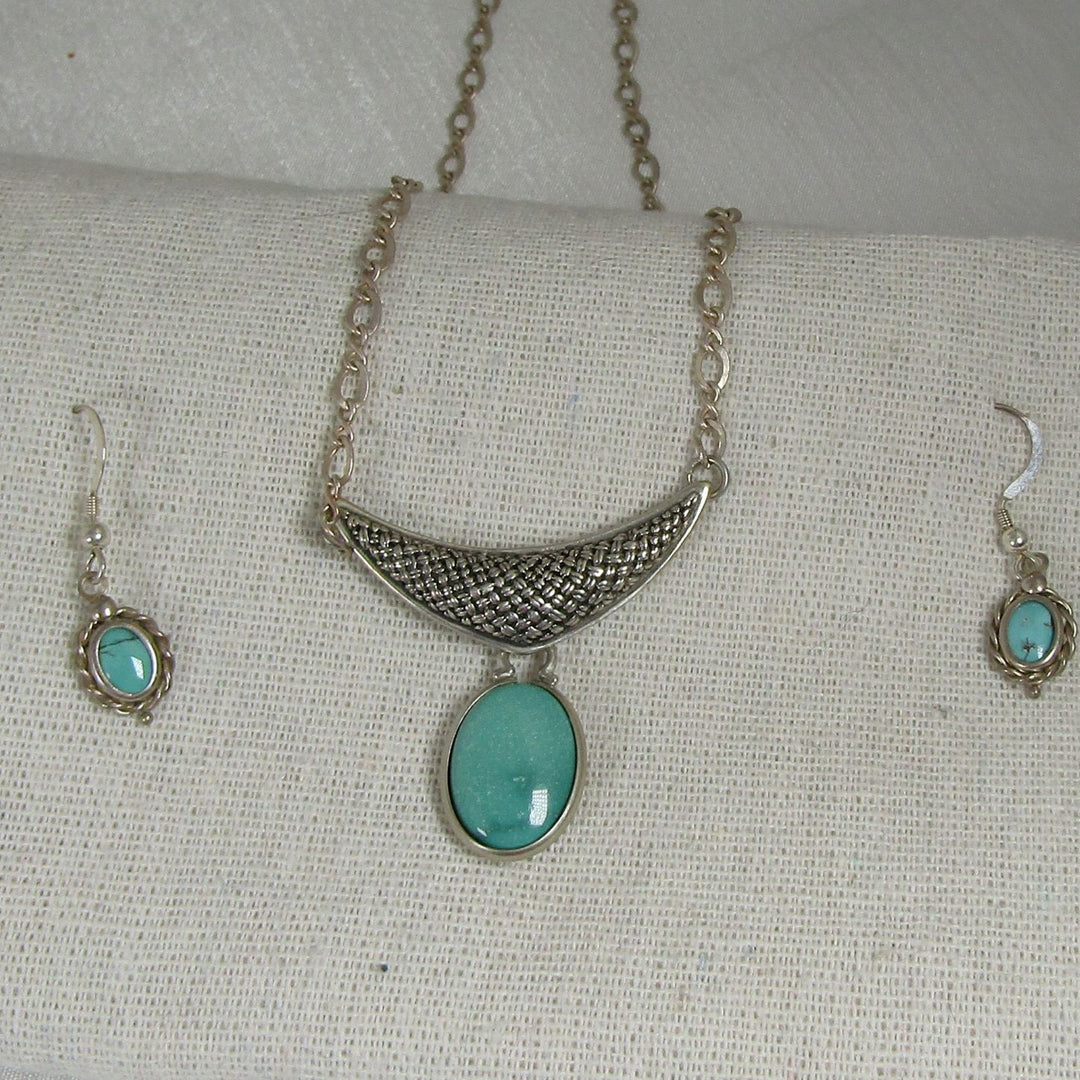 Sleeping Beauty Turquoise Pendant Necklace and Earrings - VP's Jewelry