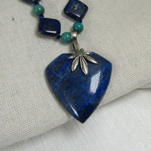 Lapis Lazuli and Turquoise Necklace with Lapis Pendant - VP's Jewelry