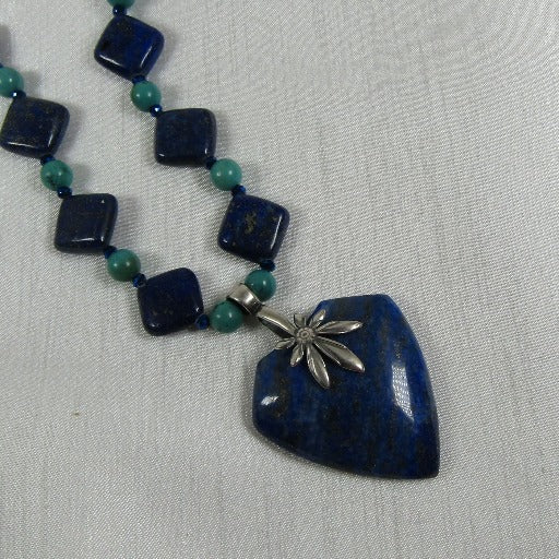 Lapis Lazuli and Turquoise Necklace with Lapis Pendant - VP's Jewelry