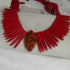 Bib Collar Necklace Handmade Red Stick Bead Cleopatra Collar - VP's Jewelry