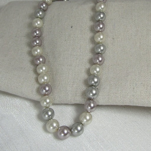 Shell Pink Pearl Necklace Hand Knotted 