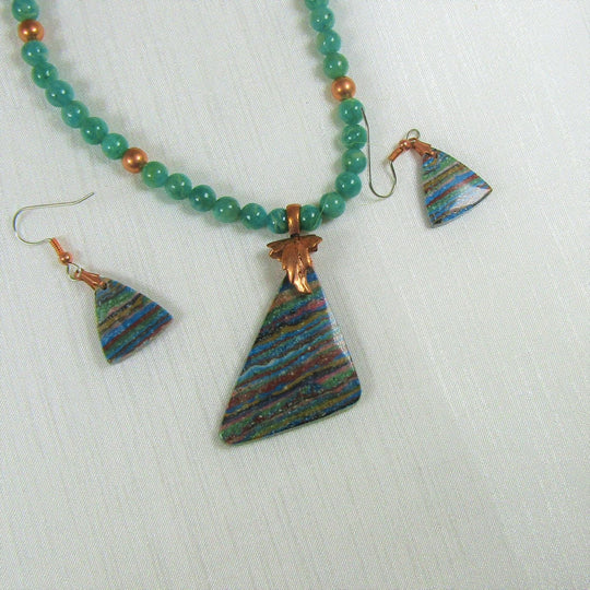Rainbow Calsilica andAmazonite Necklace & Earrings - VP's Jewelry