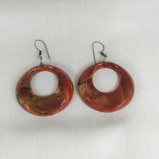 Marbled Orange Hoop Earrings - VP's Jewelry