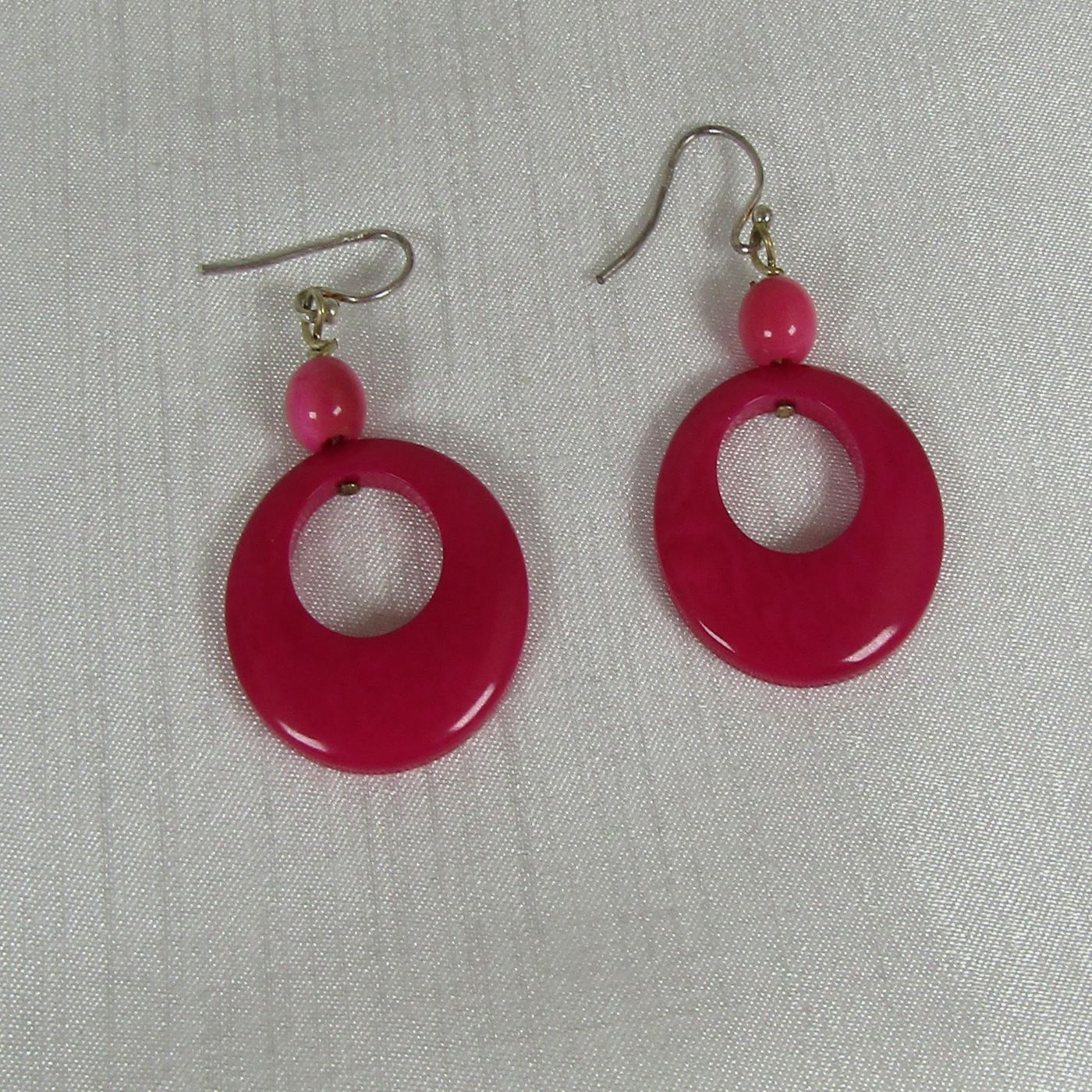 Bright Pink Tagua Nut Ivory Hoop Earrings - VP's Jewelry