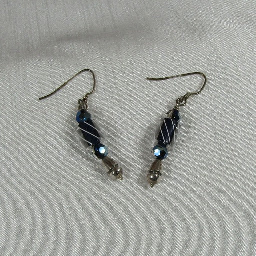 Handmade Navy Blue Artisan Bead Earrings - VP's Jewelry
