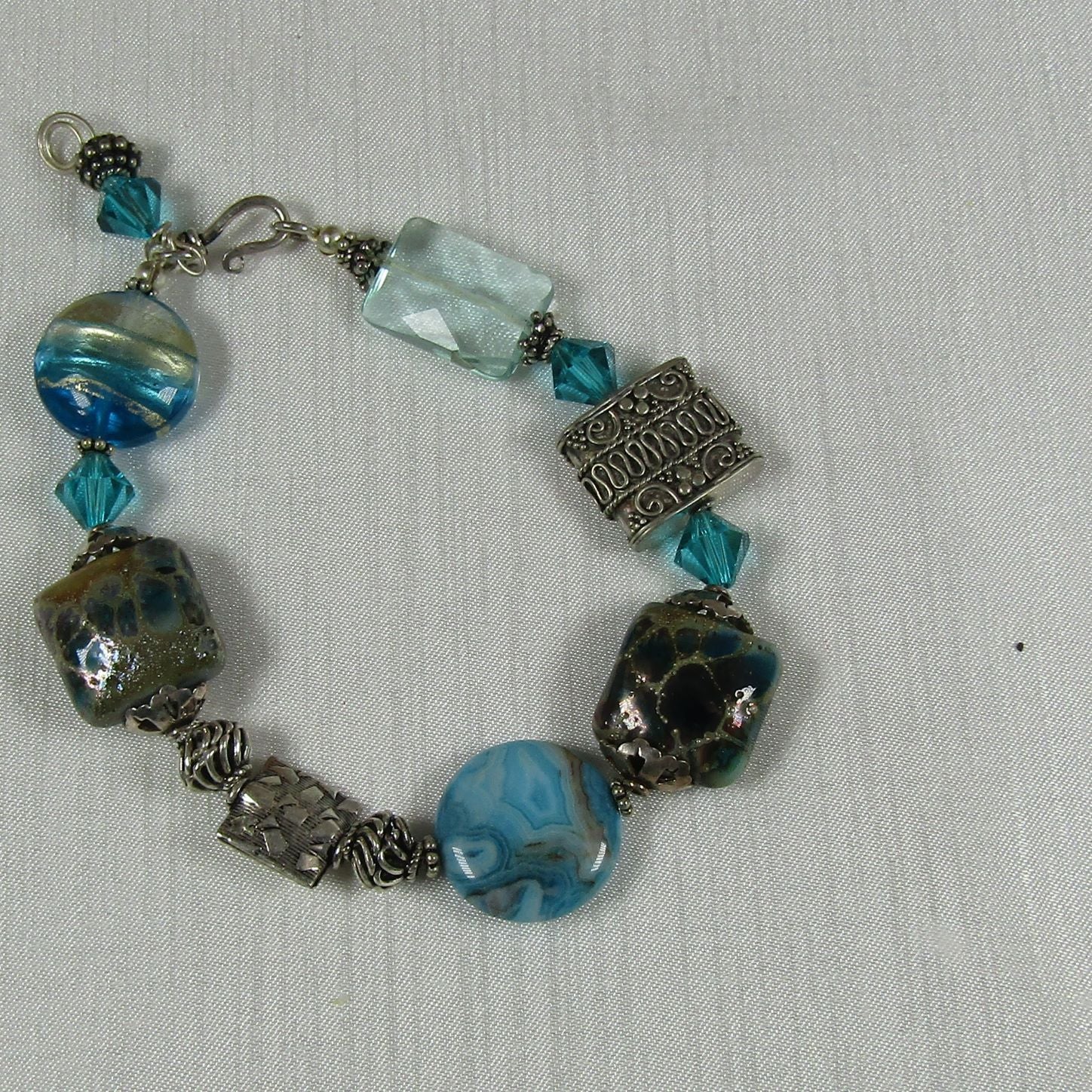 Turquoise Lampwork and Larimar Blue Agate Bead Bracelet - VP's Jewelry  
