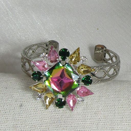 Multi-colored Crystal Cuff Bracelet - VP's Jewelry