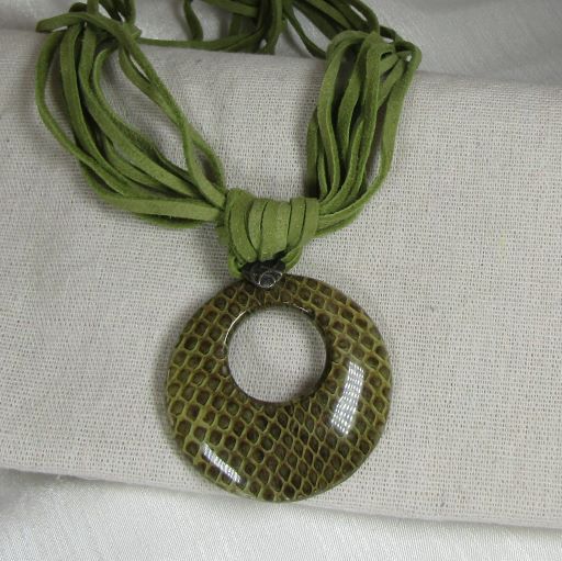 Green Snakeskin Pendant on Suede - VP's Jewelry