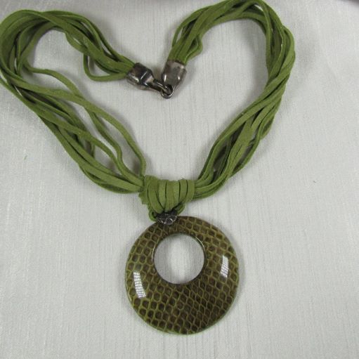 Green Snakeskin Pendant on Suede - VP's Jewelry