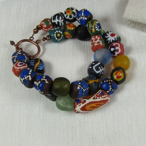Handmade Bead Bracelet African Trade Beads Double Stranded - VP's Jewelry