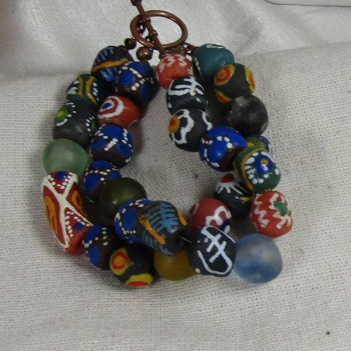 Handmade Bead Bracelet African Trade Beads Double Stranded - VP's Jewelry
