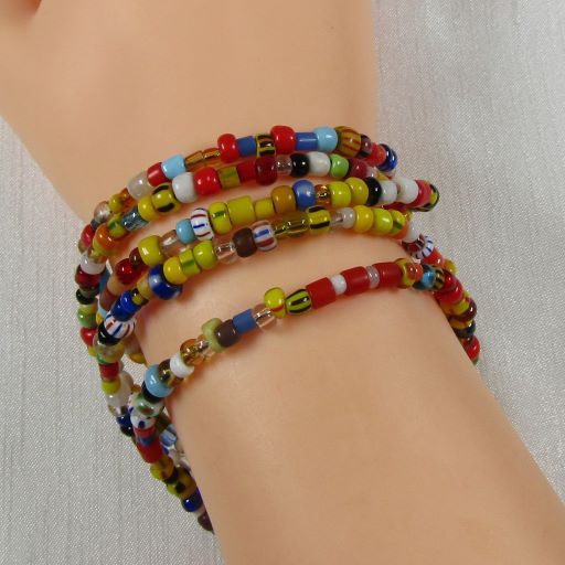 Five Strand Seed Bead Cuff Bracelet African Inspired - VP's Jewelry  