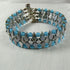 Fashionable Aqua & Gray Crystal Beaded Cuff Bracelet - VP's Jewelry