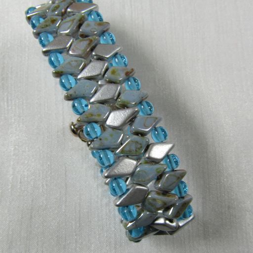 Fashionable Aqua & Gray Crystal Beaded Cuff Bracelet - VP's Jewelry