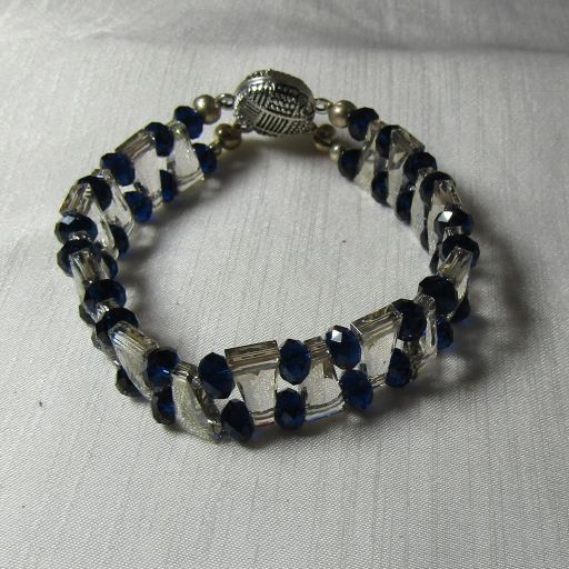 Swarovski Crystal Cuff Handmade Bracelet in Navy Blue - VP's Jewelry