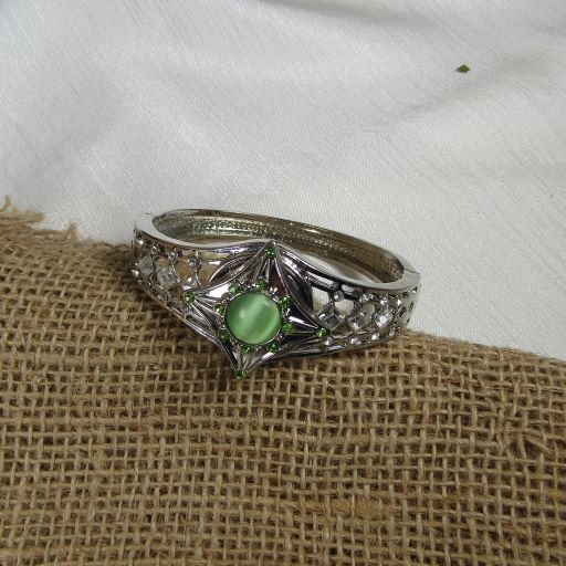 Green Crystal Cuff Bangle Bracelet - VP's Jewelry