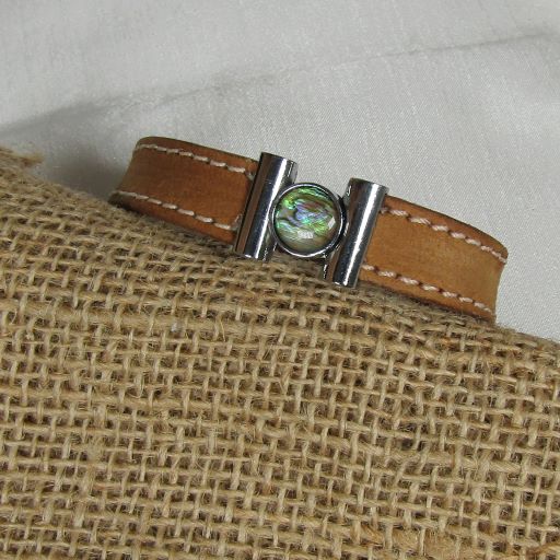 Man's Brown Leather Bracelet with Inlaid Clasp - VP's Jewelry