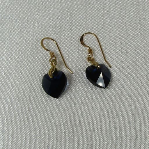 Navy Swarovski Crystal Heart Earrings Girls Frist Earrings - VP's Jewelry