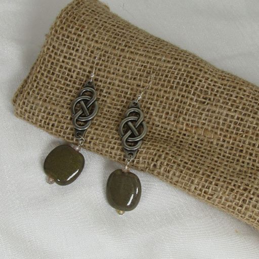Handmade Earrings in Light Brown Kazuri Bead - VP's Jewelry  
