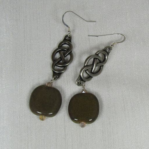 Handmade Earrings in Light Brown Kazuri Bead - VP's Jewelry  