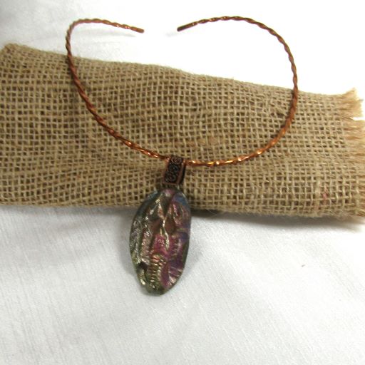 Choker with Pink Raku Handmade Pendant - VP's Jewelry