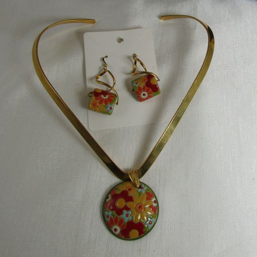 Handmade Artisan Bead Pendant Necklace & Earrings - VP's Jewelry 