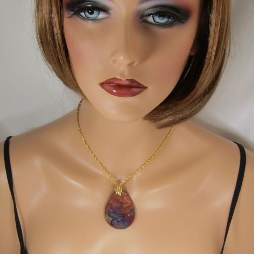 Handmade Artisan Pendant on Gold Snake Chain - VP's Jewelry 