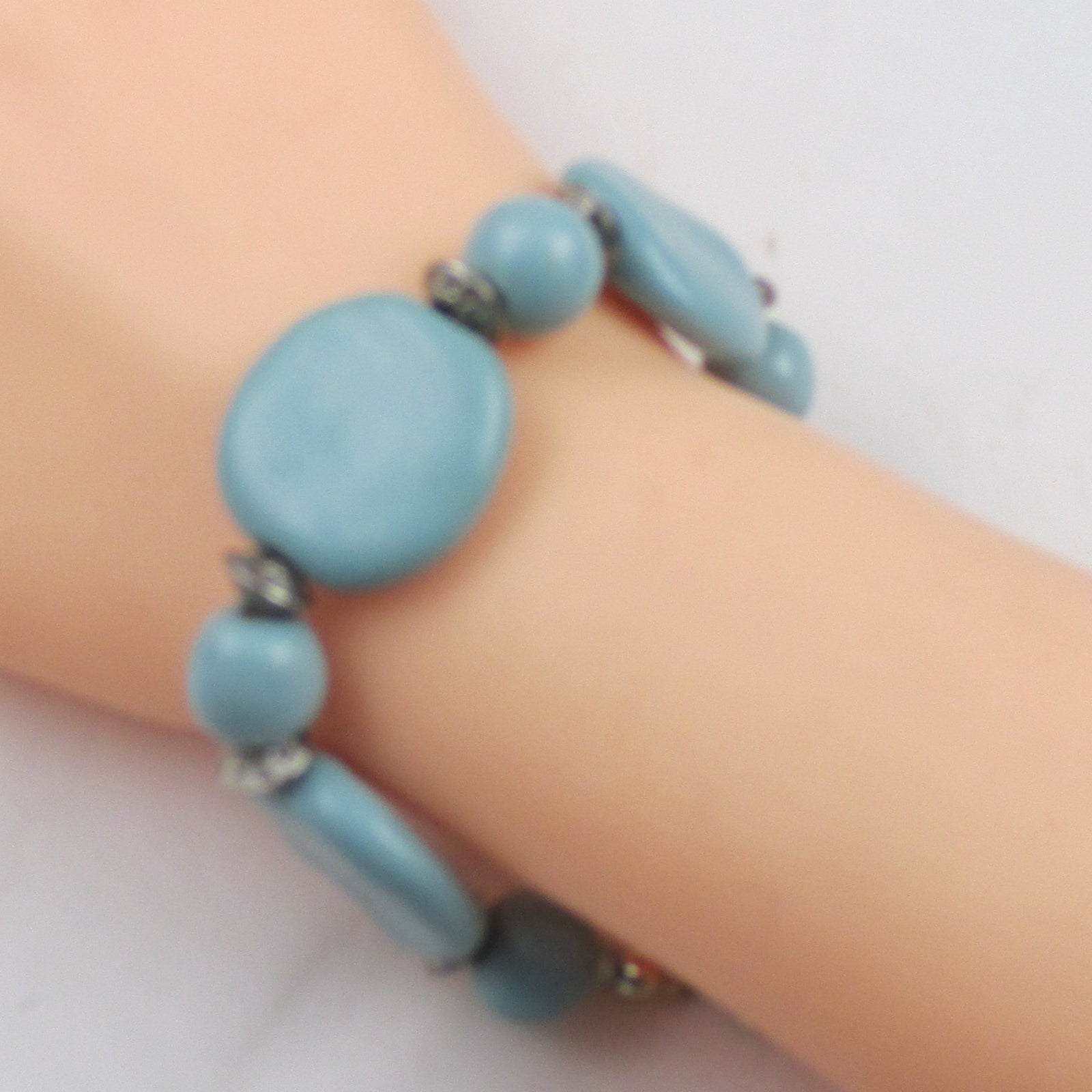 Aqua Fair Trade Kazuri Bracelet - VP's Jewelry  