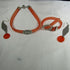 Orange Jelly Band Ribbon Choker & Bracelet Dangling  Earrings