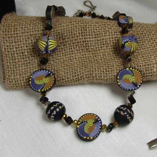 Purple & Black Handmade artisan necklace