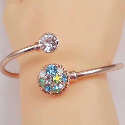 Aqua Crystal Multi-stone Bangle Bracelet - VP's Jewelry