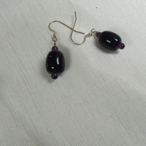 Handmade Oval Purple Kazuri Earrings