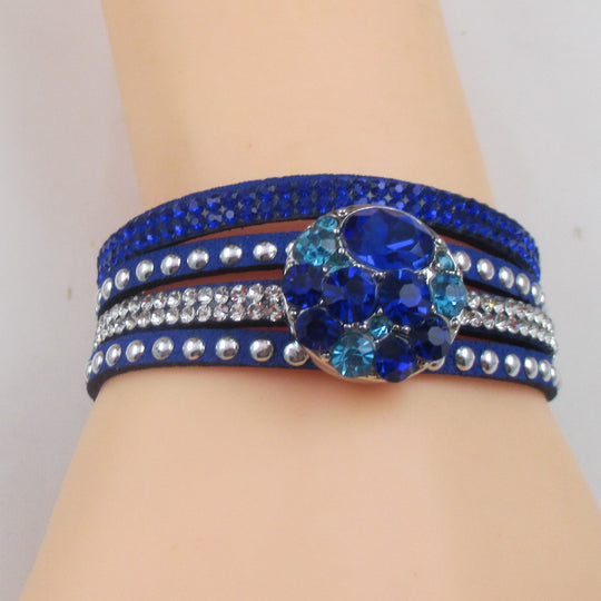 Crystal Multi-strand Leather Bracelet - VP's Jewelry