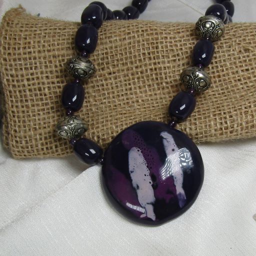 purple pendant necklace fair trade