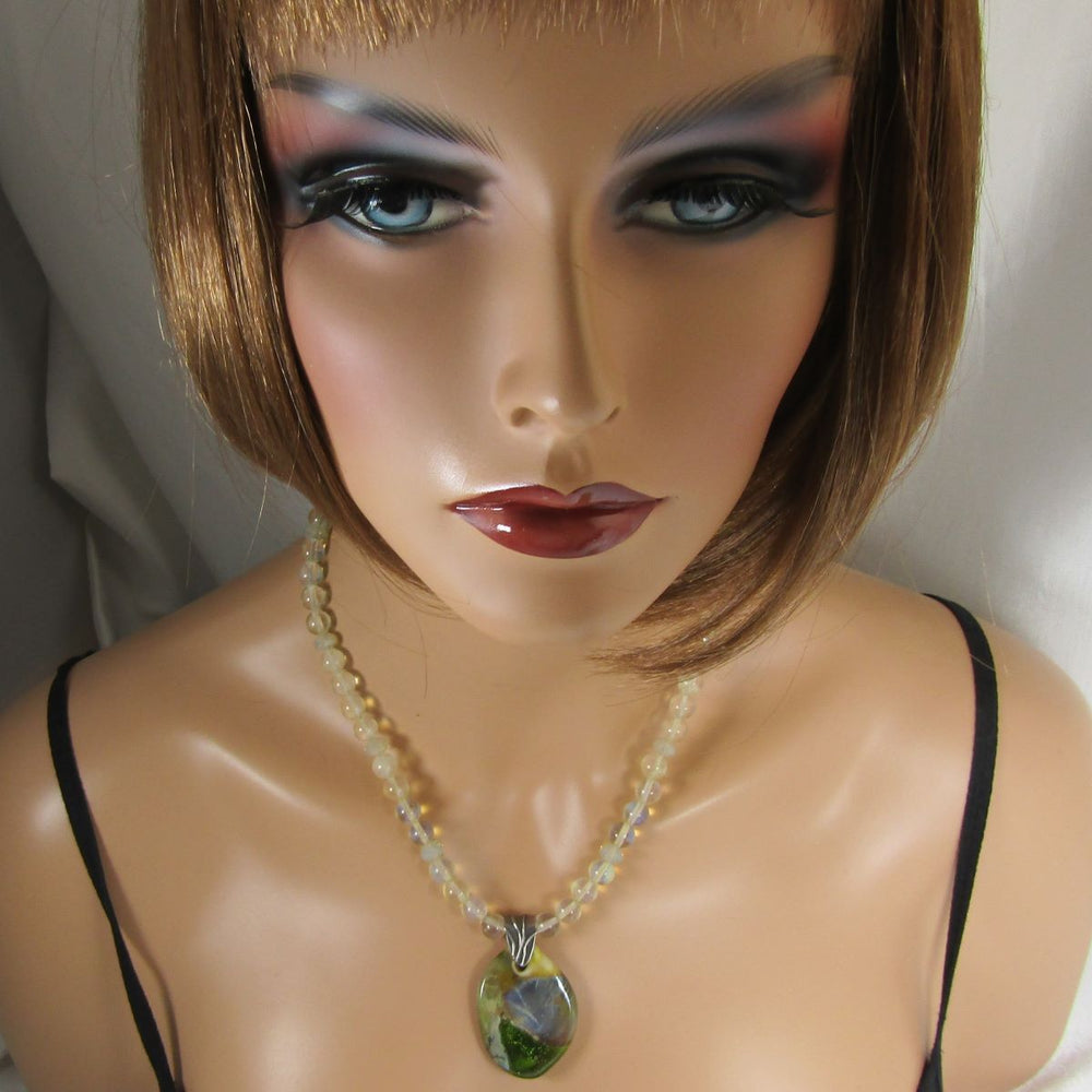 Handmade Artisan Big Pendant On Beaded Necklace