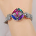 Rainbow Crystal Multi-stone & Silver Bangle Bracelet - VP's Jewelry