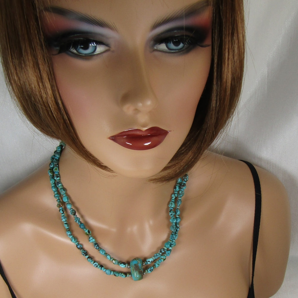 Delicate Turquoise Bead  Multi-strand Necklace