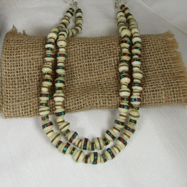 African trade bead necklace beige