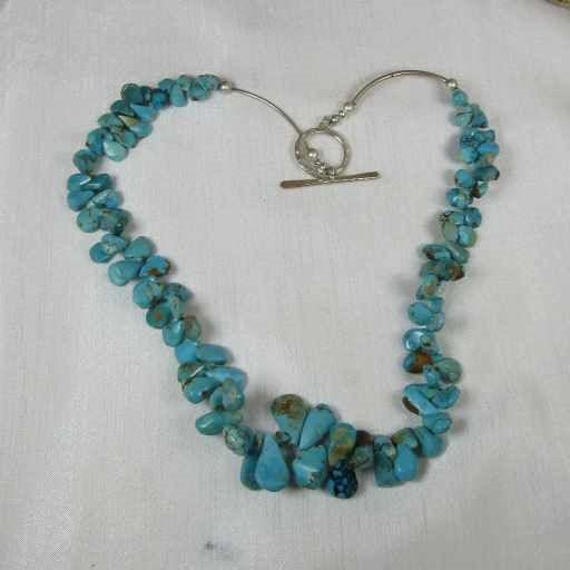Turquoise Necklace in Rare Number 8 Turquoise Teardrops