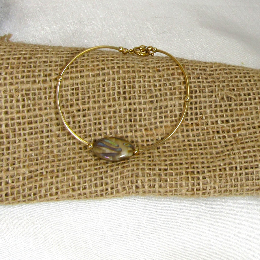Delicate Gold & Handmade Bead Bangle Bracelet