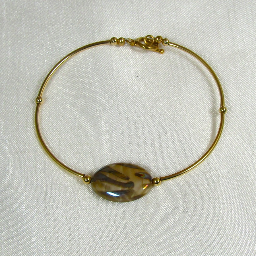 Delicate Gold & Handmade Bead Bangle Bracelet