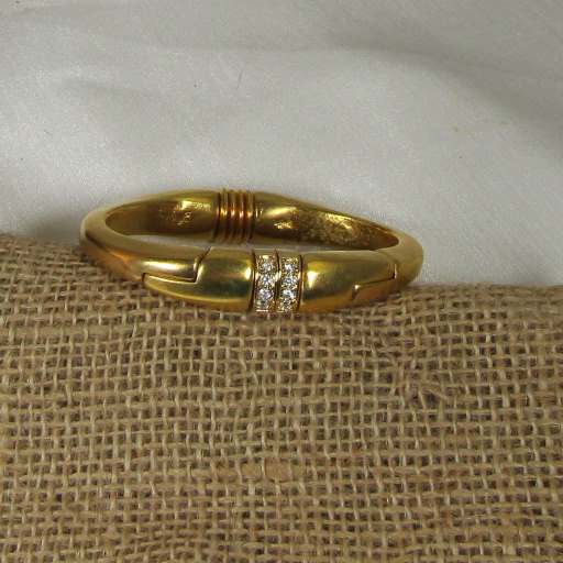 Gold Bangle Cuff Bracelet with Crystal Sparkles