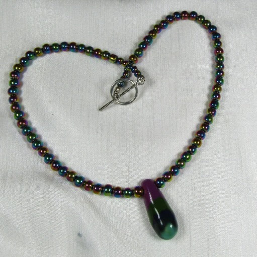 Rainbow Gemstone Necklace with Fair Trade Kazuri Pendant