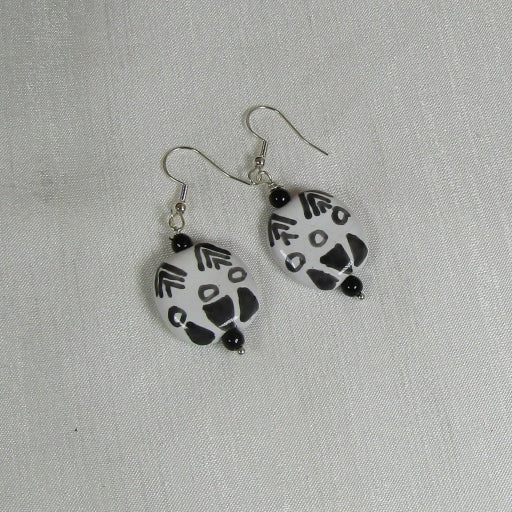 Black & White  Kazuri Earrings Fair Trade