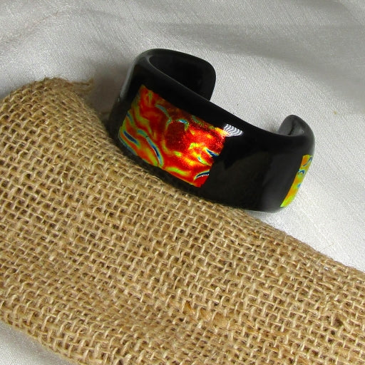 black glass cuff bracelet