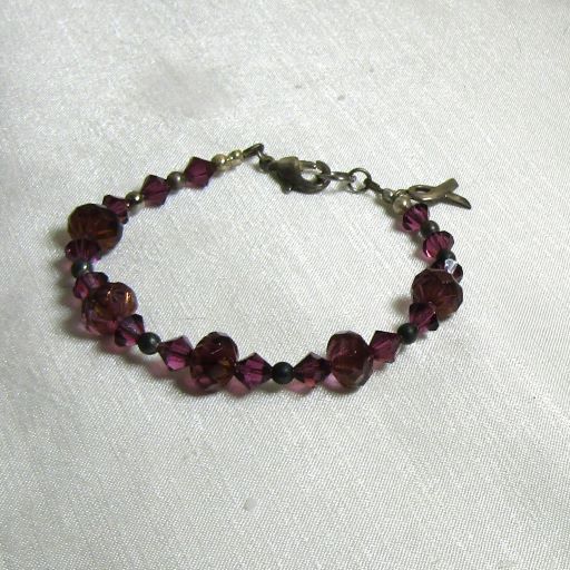 Purple Alzheimer Awareness Crystal Beaded Bracelet