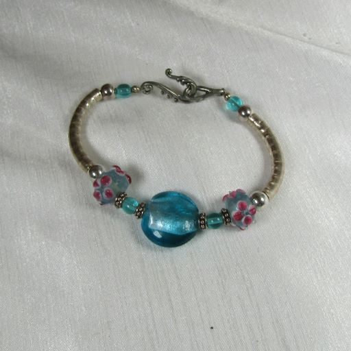 Handmade Turquoise Artisan Bead Bangle Bracelet