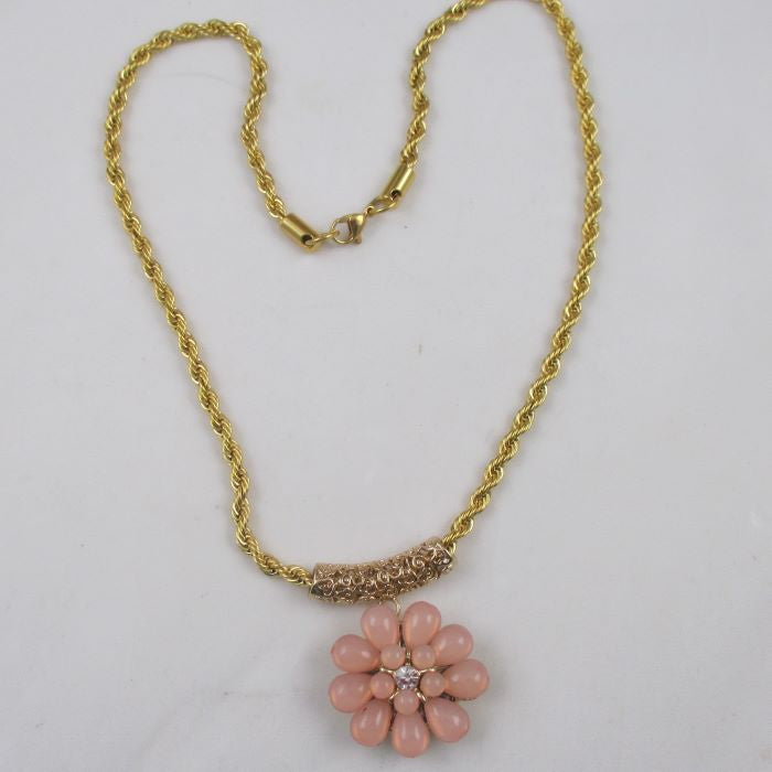 Bold Peach Flower Pendant Necklace - VP's Jewelry
