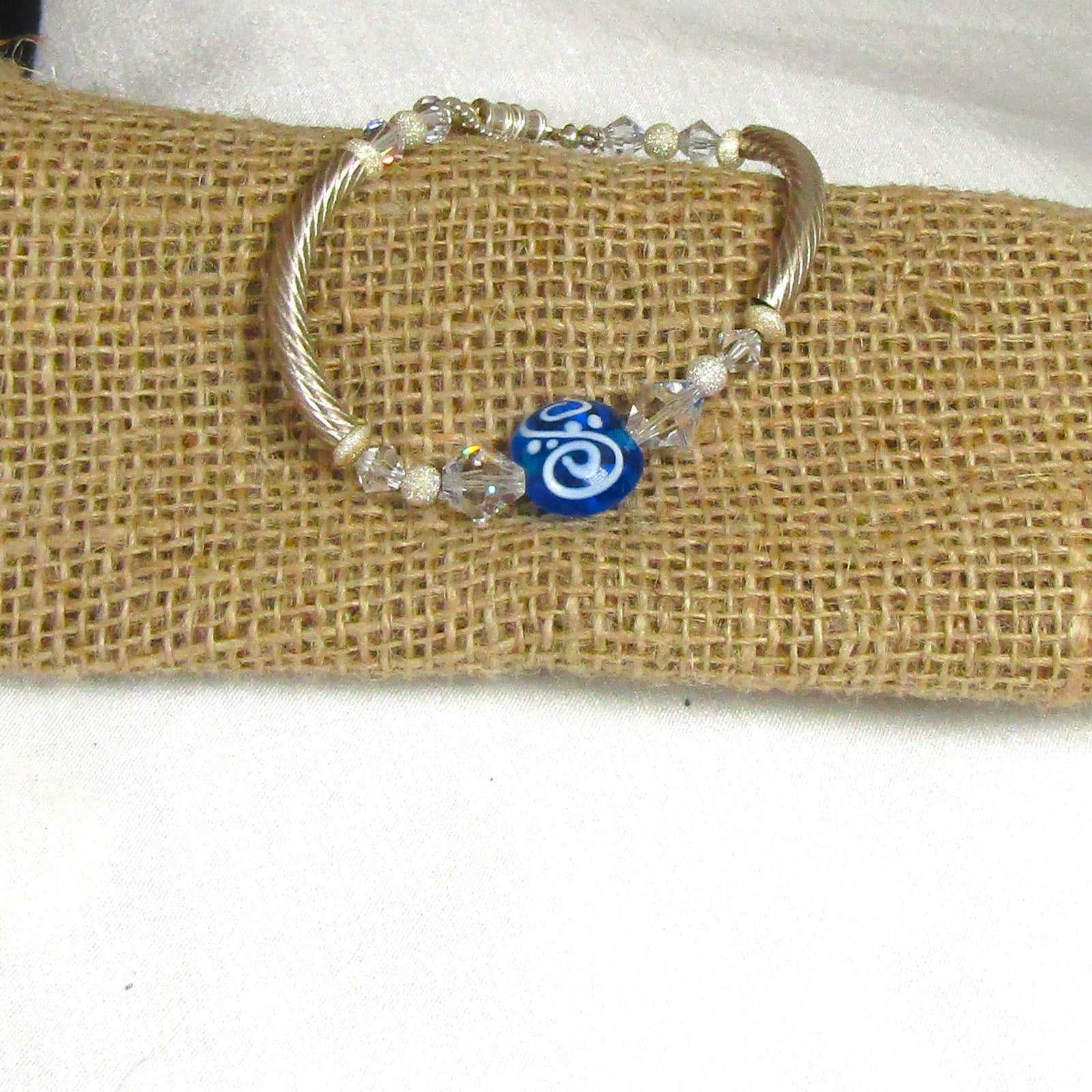 Bangle Bracelet with Handmade Accent