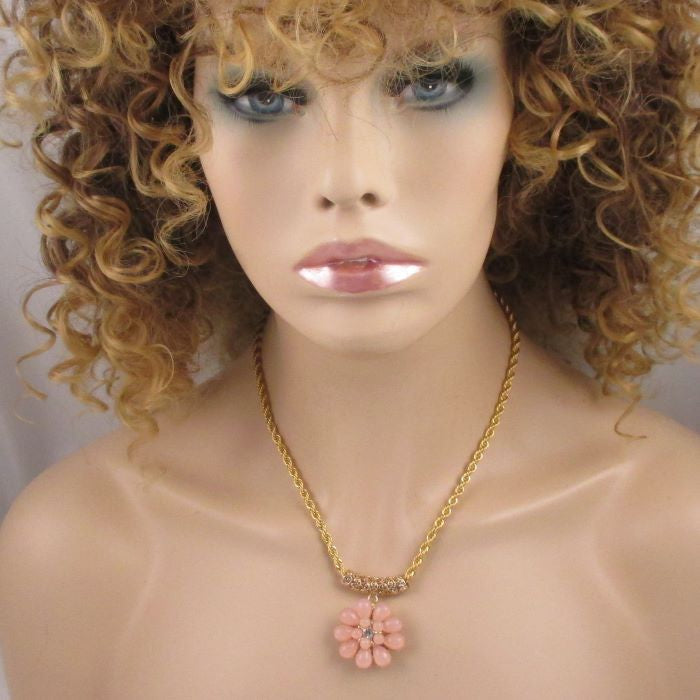 Bold Peach Flower Pendant Necklace - VP's Jewelry